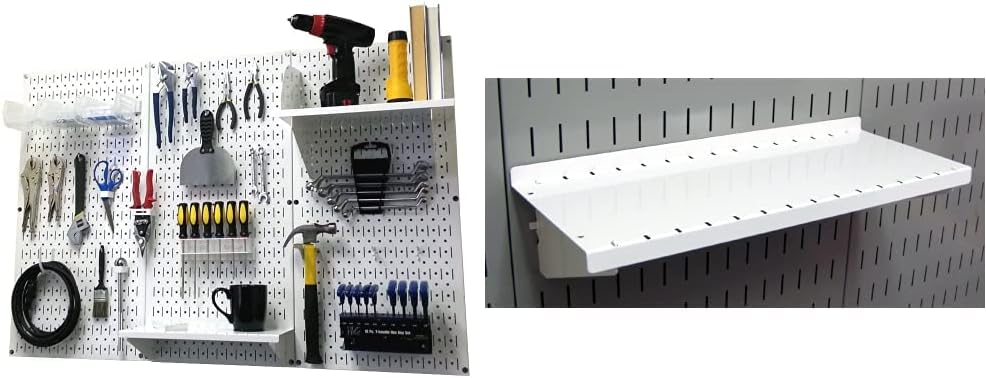 Wall Control Pegboard Organizer 4 ft. Metal Pegboard Standard Tool Storage Kit with Gray Toolboard and White Accessories