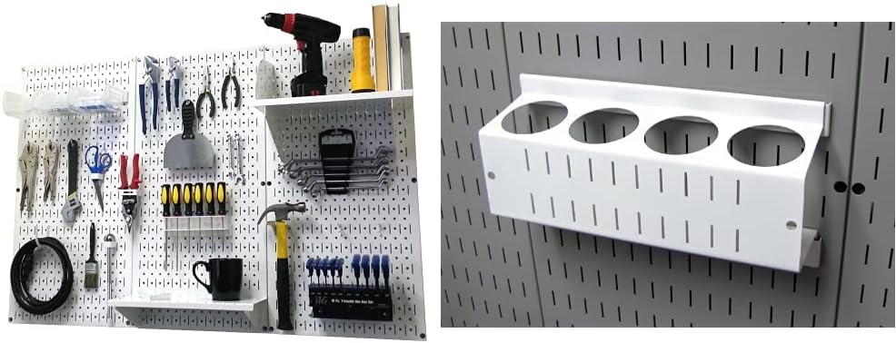 Wall Control Pegboard Organizer 4 ft. Metal Pegboard Standard Tool Storage Kit with Gray Toolboard and White Accessories