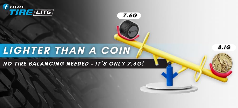 FOBO TIRE LITE TPMS Sensor - Wireless Tire Pressure Monitoring System with Bluetooth 5.0 | Real-Time Tire Pressure Sensor | Easy DIY Installation for Car SUV & 4x4 | Compatible with iOS & Android