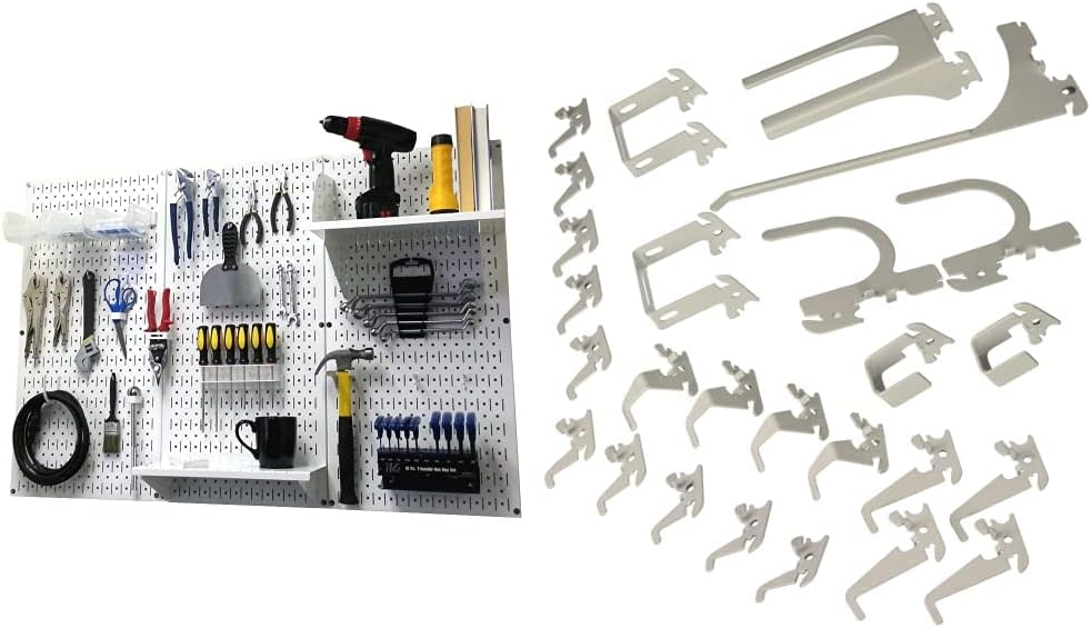 Wall Control Pegboard Organizer 4 ft. Metal Pegboard Standard Tool Storage Kit with Gray Toolboard and White Accessories