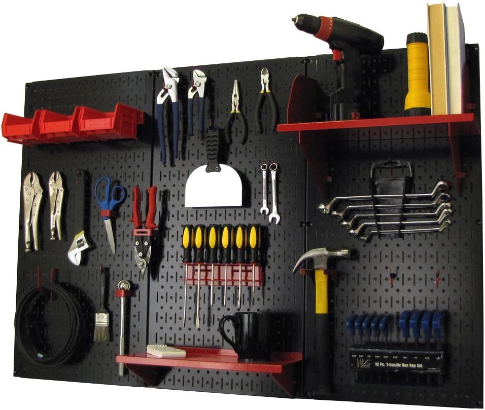 Wall Control Pegboard Organizer 4 ft. Metal Pegboard Standard Tool Storage Kit with Gray Toolboard and White Accessories