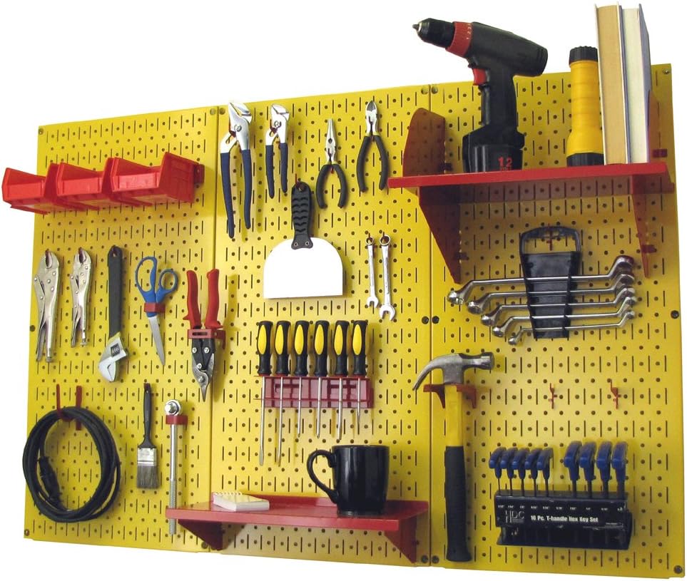 Wall Control Pegboard Organizer 4 ft. Metal Pegboard Standard Tool Storage Kit with Gray Toolboard and White Accessories