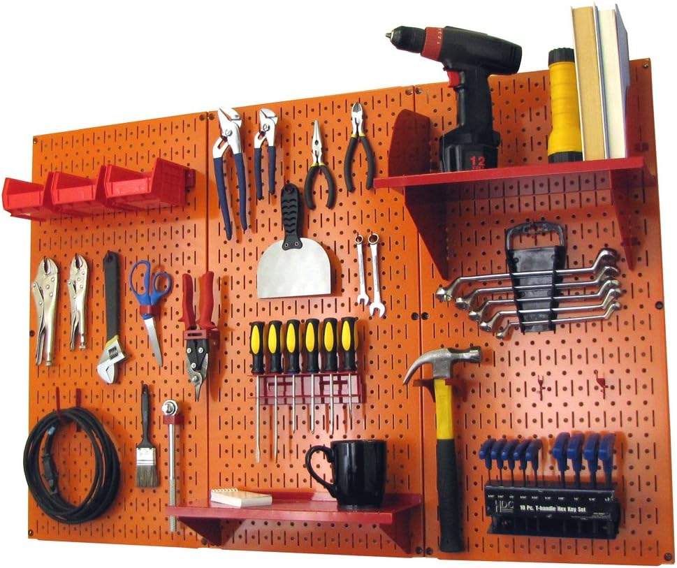 Wall Control Pegboard Organizer 4 ft. Metal Pegboard Standard Tool Storage Kit with Gray Toolboard and White Accessories