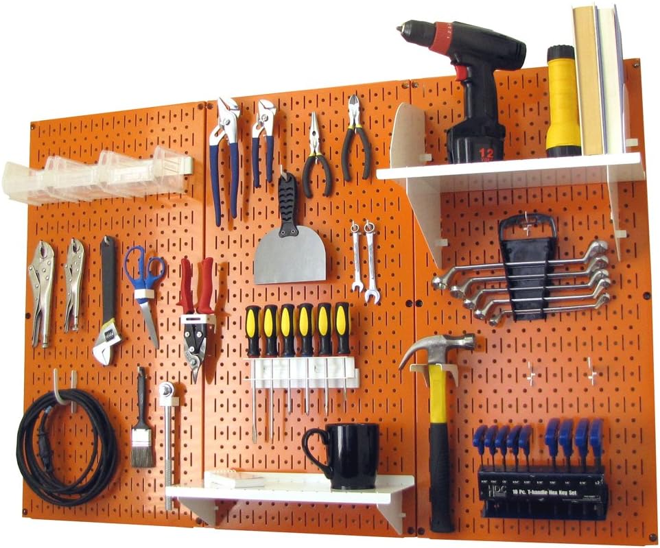 Wall Control Pegboard Organizer 4 ft. Metal Pegboard Standard Tool Storage Kit with Gray Toolboard and White Accessories