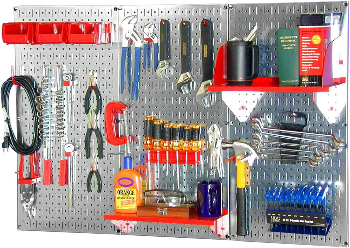 Wall Control Pegboard Organizer 4 ft. Metal Pegboard Standard Tool Storage Kit with Gray Toolboard and White Accessories