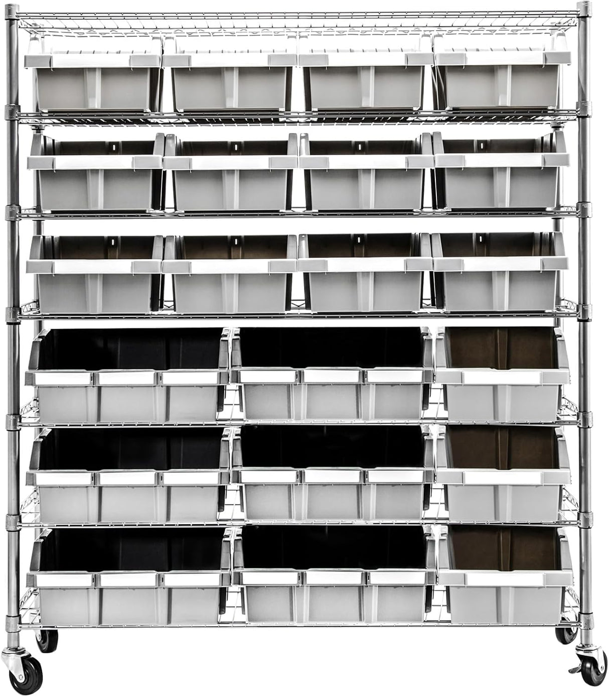 Seville Classics Commercial 7-Tier Platinum/Gray NSF 22-Bin Rack Storage System