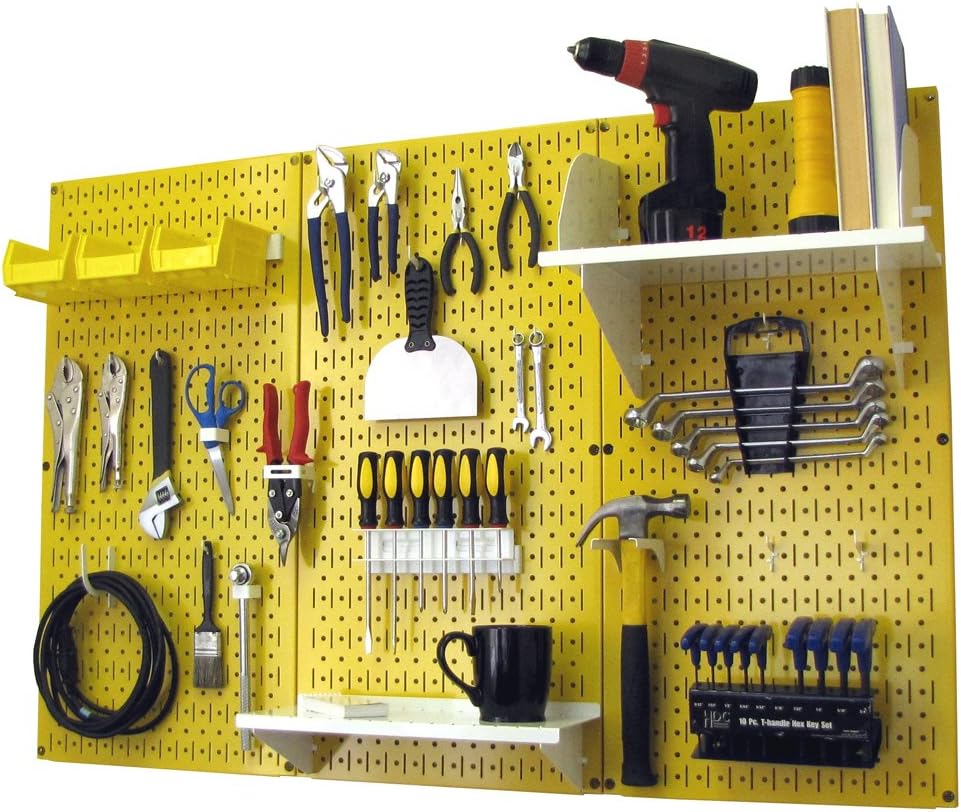Wall Control Pegboard Organizer 4 ft. Metal Pegboard Standard Tool Storage Kit with Gray Toolboard and White Accessories