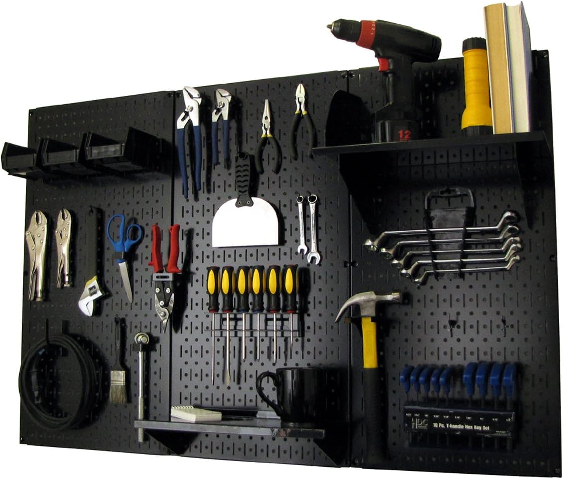 Wall Control Pegboard Organizer 4 ft. Metal Pegboard Standard Tool Storage Kit with Gray Toolboard and White Accessories