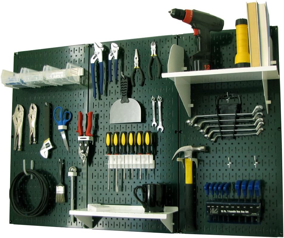 Wall Control Pegboard Organizer 4 ft. Metal Pegboard Standard Tool Storage Kit with Gray Toolboard and White Accessories