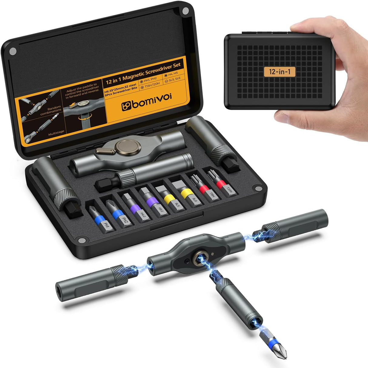 24 in 1 Magnetic Screwdriver Set, DIY Ratchet Screwdriver Set, Multi Bit Magnetic Drive Set with Detachable Ratchet Handle, Portable Precision Repair Tool Kit for Furniture Computer Bicycle