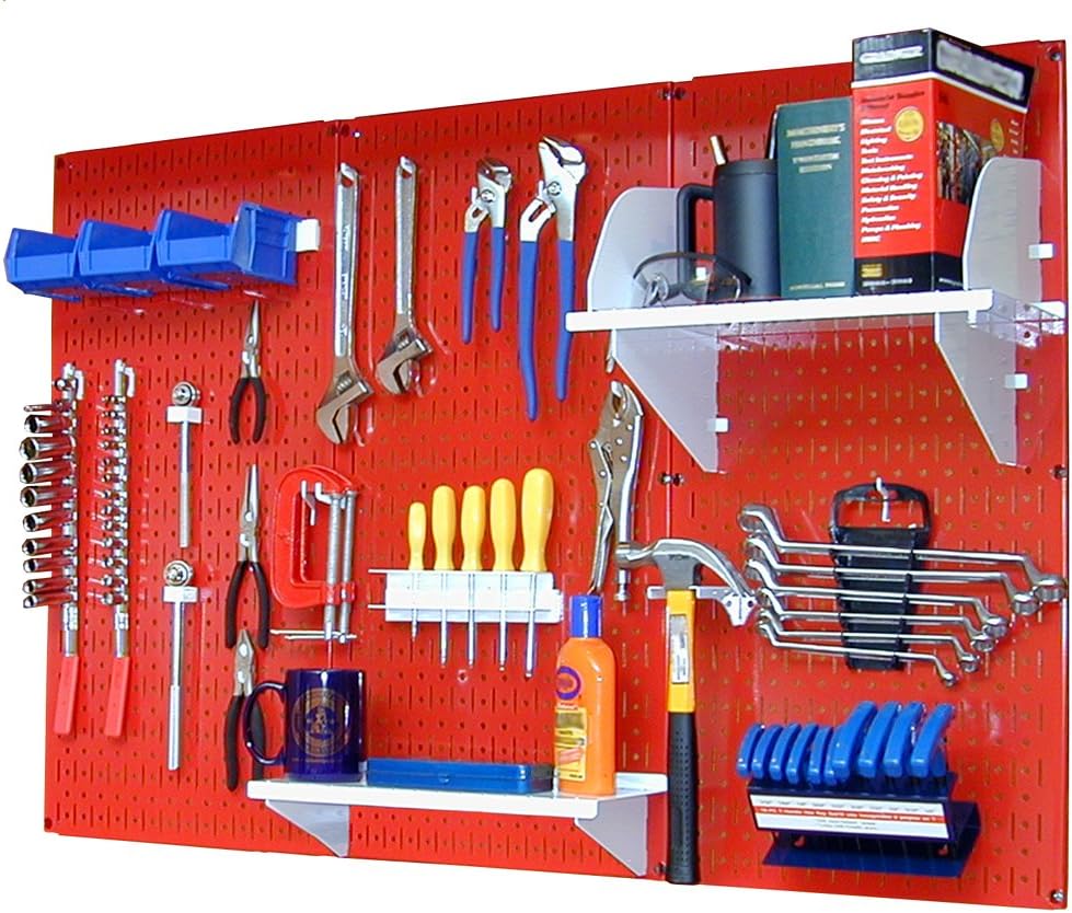 Wall Control Pegboard Organizer 4 ft. Metal Pegboard Standard Tool Storage Kit with Gray Toolboard and White Accessories