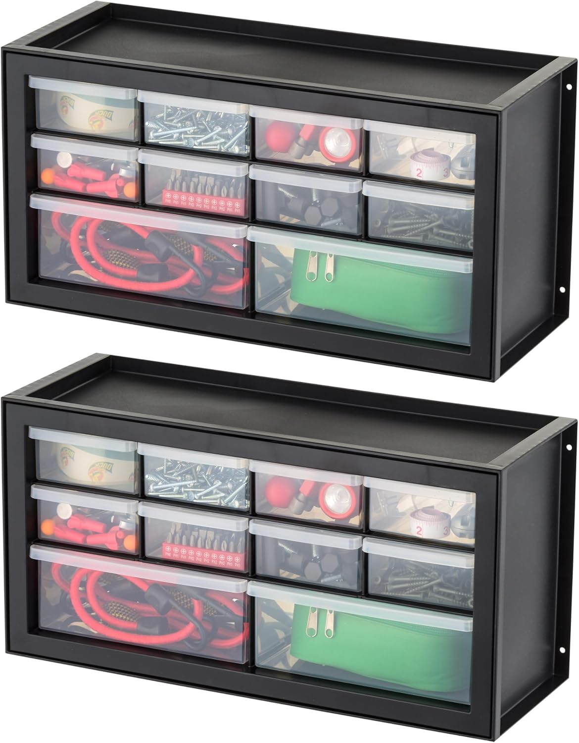 IRIS USA Screw Tool Organizer Small Parts Cabinet, 36-Drawer, Electronics Hardware Nuts and Bolts Plastic Storage Drawers Garage Storage, Stackable Bead Craft Organizer Building Bricks Sorter, Black