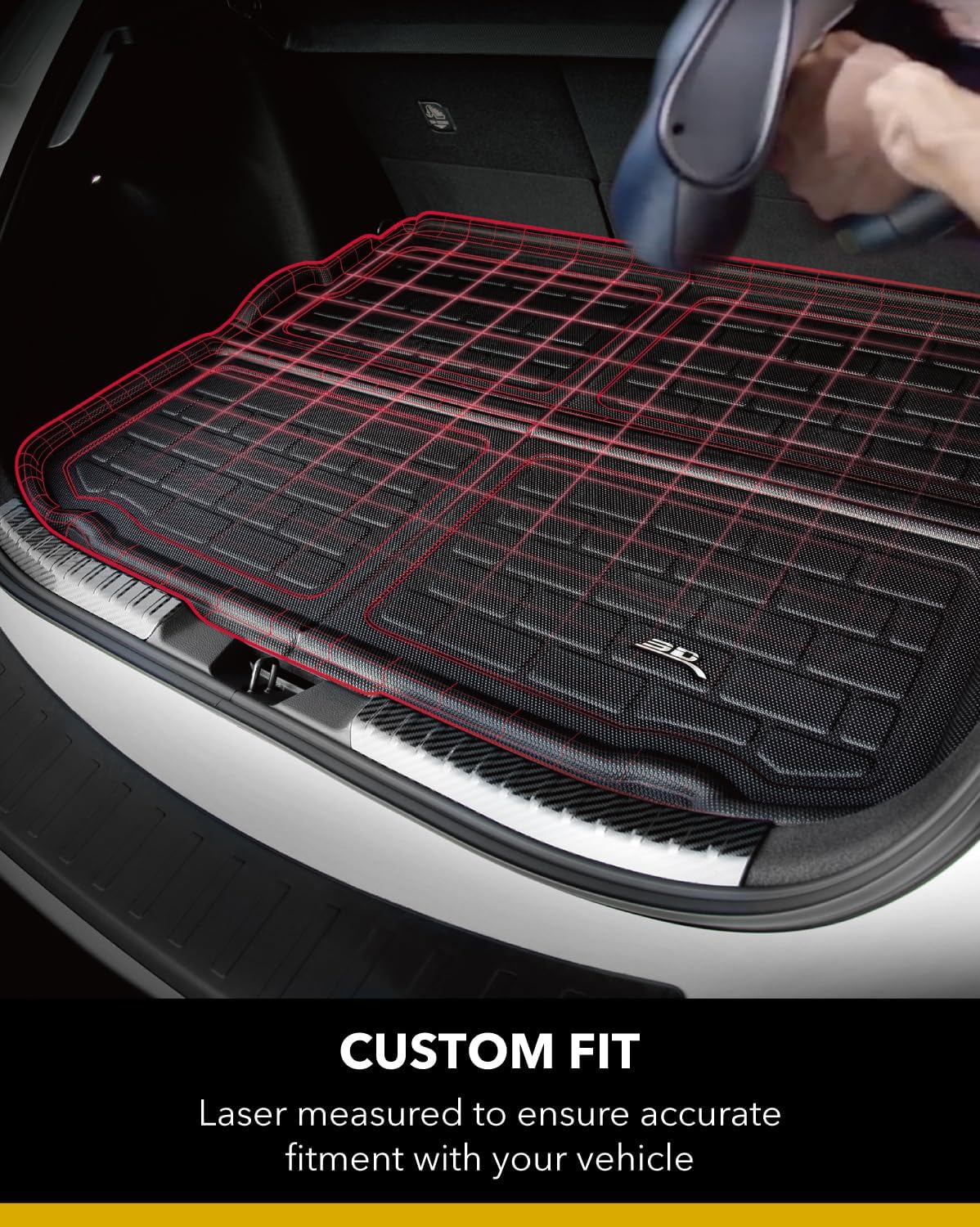 3D MAXpider Custom Fit Kagu Cargo Liner (Black) Compatible with Tesla Model Y 5-Seat 2020-2026 - Rear Upper Cross Fold Cargo Liner