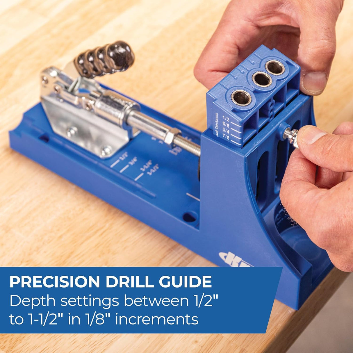 Kreg K4 Pocket Hole Jig - Adjustable, Versatile Jig for Strong Joints - Create Perfect, Rock-Solid Joints - Easily Adjustable Drill Guides - For Materials 1/2" to 1 1/2" Thick