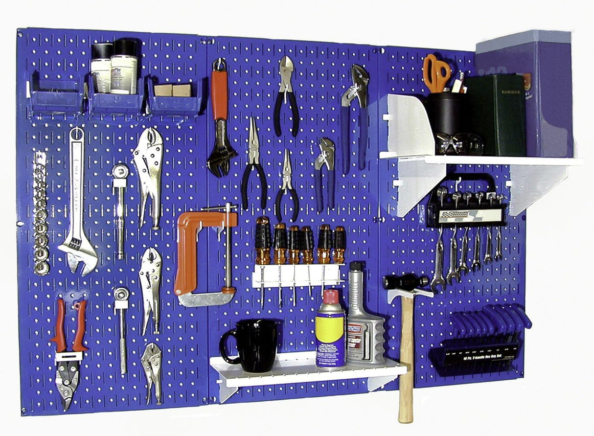 Wall Control Pegboard Organizer 4 ft. Metal Pegboard Standard Tool Storage Kit with Gray Toolboard and White Accessories