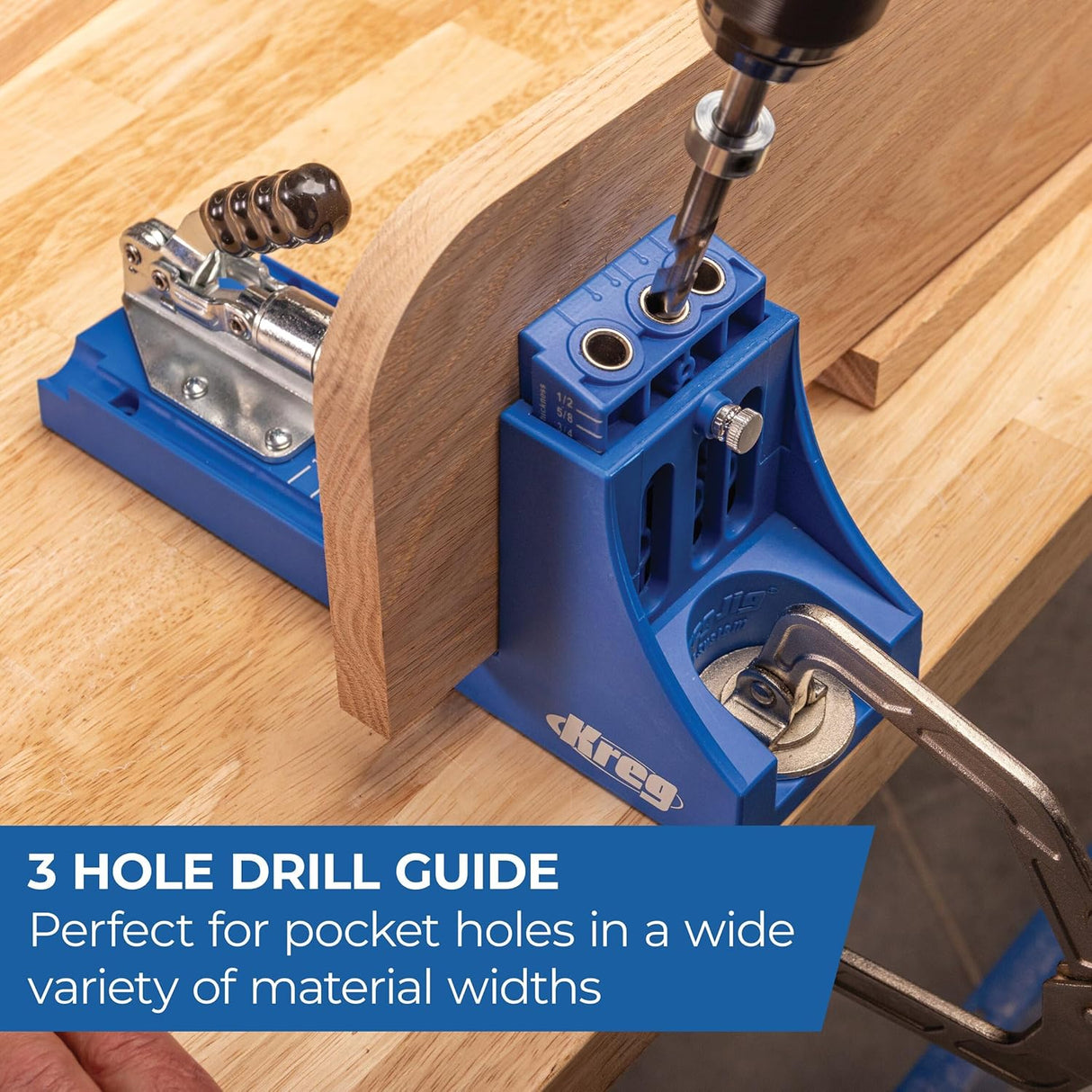 Kreg K4 Pocket Hole Jig - Adjustable, Versatile Jig for Strong Joints - Create Perfect, Rock-Solid Joints - Easily Adjustable Drill Guides - For Materials 1/2" to 1 1/2" Thick