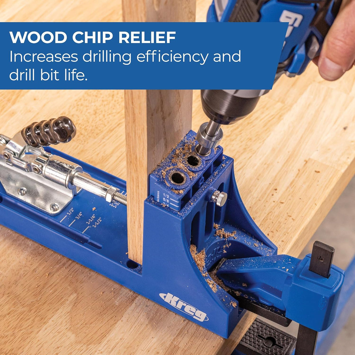 Kreg K4 Pocket Hole Jig - Adjustable, Versatile Jig for Strong Joints - Create Perfect, Rock-Solid Joints - Easily Adjustable Drill Guides - For Materials 1/2" to 1 1/2" Thick