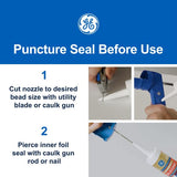 GE Advanced Silicone Caulk for Kitchen & Bathroom, White, 2.8 fl oz Tube, 12 Pack - 100% Waterproof Silicone Sealant, 5X Stronger Adhesion, Shrink & Crack Proof