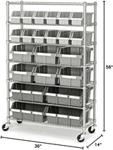 Seville Classics Commercial 7-Tier Platinum/Gray NSF 22-Bin Rack Storage System