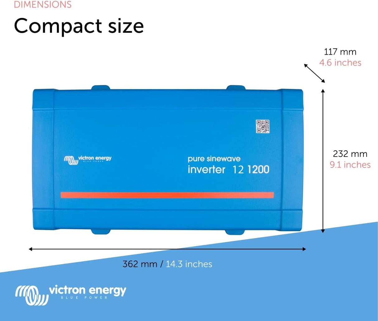 Victron Energy 1200VA 12-Volt 120V AC Pure Sine Wave Inverter- NEMA 5-15R