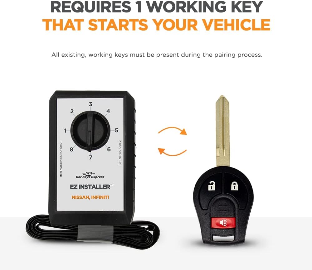 Simple Key DIY Programming Kit Designed for Nissan Vehicles - Program New, Uncut Car Key and Remote Fob Combo to Your Vehicle - No Tools Required, Easy, and Affordable - by Car Keys Express