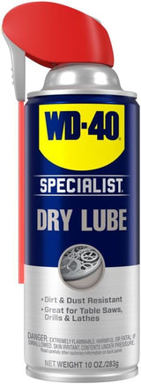 WD-40 Specialist Dry Lube with Smart Straw, Lubricant for Corrosion Protection on Table Saws, Drills and Lathes, Industrial Strength Friction-Reducing Formula, 10 Oz.