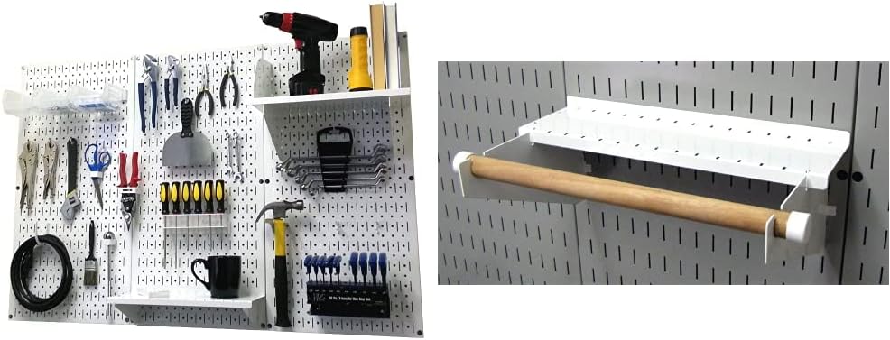 Wall Control Pegboard Organizer 4 ft. Metal Pegboard Standard Tool Storage Kit with Gray Toolboard and White Accessories