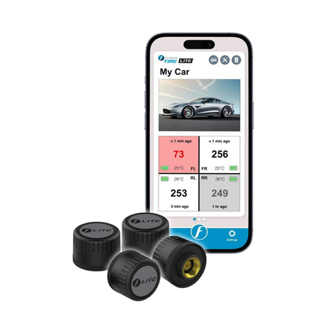 FOBO TIRE LITE TPMS Sensor - Wireless Tire Pressure Monitoring System with Bluetooth 5.0 | Real-Time Tire Pressure Sensor | Easy DIY Installation for Car SUV & 4x4 | Compatible with iOS & Android
