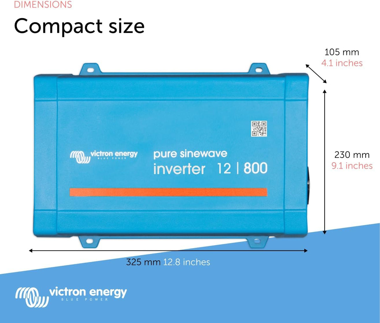 Victron Energy 800VA 12-Volt 120V AC Pure Sine Wave Inverter, NEMA 5-15R