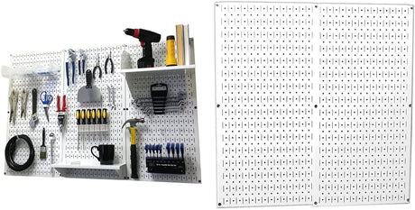 Wall Control Pegboard Organizer 4 ft. Metal Pegboard Standard Tool Storage Kit with Gray Toolboard and White Accessories