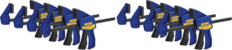 IRWIN QUICK-GRIP Bar Clamp, One-Handed, Mini, 6-Inch (2), 12-Inch (2), 4-Pack (1964748) Blue, Yellow