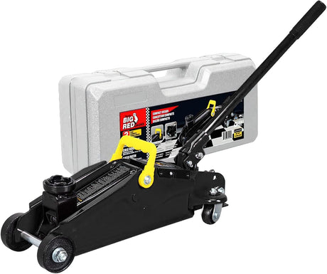 BIG RED T82001S Torin Hydraulic Trolley Service/Floor Jack Combo with 2 Jack Stands and Blow Mold Carrying Storage Case, 2 Ton (4,000 lb) Capacity, Red