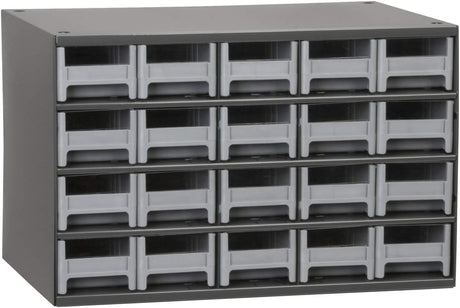 Akro-Mils Steel Garage Storage Cabinet, Small Parts Organizer Metal Cabinet for Hardware, Nails, Screws, Bolts, Nuts, and More, 17" W x 11" D x 11" H, 20-Drawer, Gray Cabinet/Gray Drawers (19320)