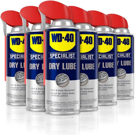 WD-40 Specialist Dry Lube with Smart Straw, Lubricant for Corrosion Protection on Table Saws, Drills and Lathes, Industrial Strength Friction-Reducing Formula, 10 Oz.