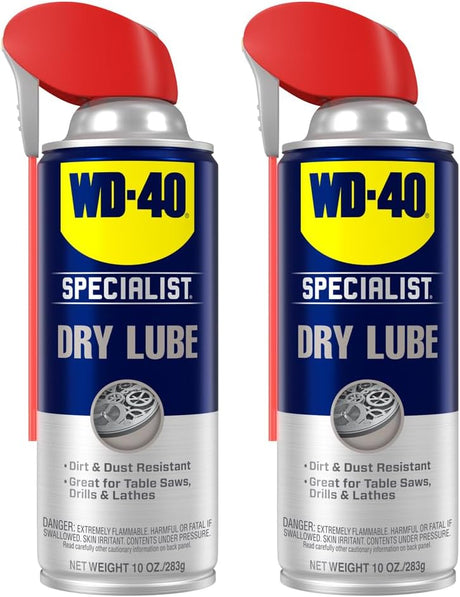 WD-40 Specialist Dry Lube with Smart Straw, Lubricant for Corrosion Protection on Table Saws, Drills and Lathes, Industrial Strength Friction-Reducing Formula, 10 Oz.