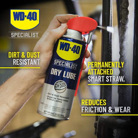 WD-40 Specialist Dry Lube with Smart Straw, Lubricant for Corrosion Protection on Table Saws, Drills and Lathes, Industrial Strength Friction-Reducing Formula, 10 Oz.