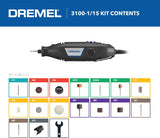 Dremel 3100-1/15 Variable Speed Rotary Tool Kit- 1 Attachment and 15 Accessories, Ideal for a Variety of Crafting and DIY Projects- Cutting, Sanding, Grinding, Polishing, Drilling, and Engraving