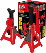 BIG RED T46002A Torin Steel Jack Stands: Double Locking, 6 Ton (12,000 lb) Capacity, Red, 1 Pair