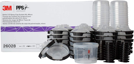 3M 26000 PPS 2.0 Spray Gun Cup, Lids and Liners Kit, Standard, 200-Micron Filter, 22 Ounces, BLACK,SILVER