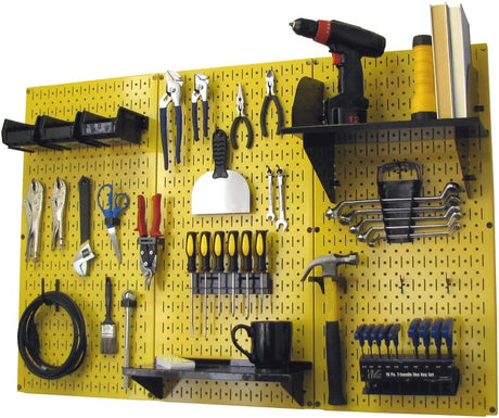 Wall Control Pegboard Organizer 4 ft. Metal Pegboard Standard Tool Storage Kit with Gray Toolboard and White Accessories