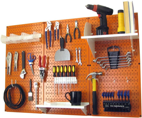 Wall Control Pegboard Organizer 4 ft. Metal Pegboard Standard Tool Storage Kit with Gray Toolboard and White Accessories