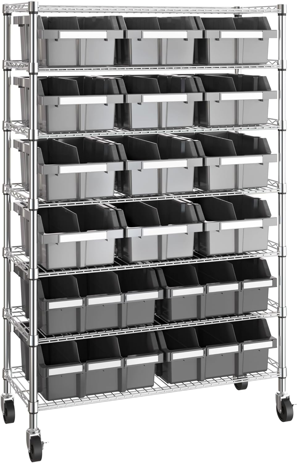 Seville Classics Commercial 7-Tier Platinum/Gray NSF 22-Bin Rack Storage System
