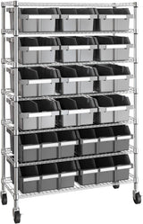 Seville Classics Commercial 7-Tier Platinum/Gray NSF 22-Bin Rack Storage System