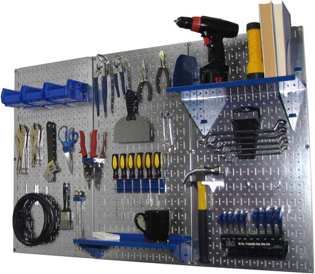 Wall Control Pegboard Organizer 4 ft. Metal Pegboard Standard Tool Storage Kit with Gray Toolboard and White Accessories