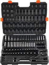 VEVOR 1/2" Drive Impact Socket Set, 65 Piece SAE 3/8" to 1-1/4" and Metric 10-24mm, 6 Point Cr-V Alloy Steel for Auto Repair, Easy-to-Read Size Markings, Rugged Construction, Storage Case