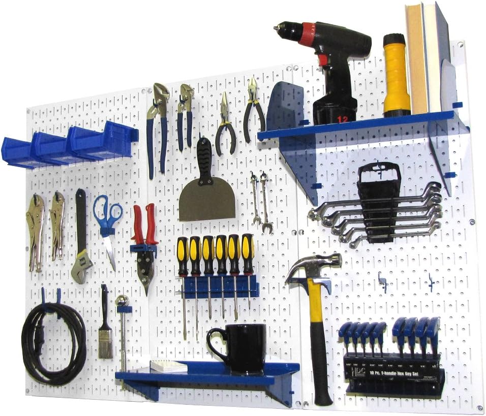 Wall Control Pegboard Organizer 4 ft. Metal Pegboard Standard Tool Storage Kit with Gray Toolboard and White Accessories