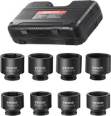VEVOR 1/2" Drive Impact Socket Set, 65 Piece SAE 3/8" to 1-1/4" and Metric 10-24mm, 6 Point Cr-V Alloy Steel for Auto Repair, Easy-to-Read Size Markings, Rugged Construction, Storage Case