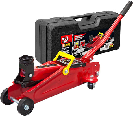 BIG RED T82001S Torin Hydraulic Trolley Service/Floor Jack Combo with 2 Jack Stands and Blow Mold Carrying Storage Case, 2 Ton (4,000 lb) Capacity, Red
