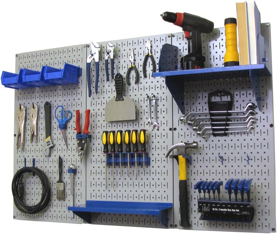 Wall Control Pegboard Organizer 4 ft. Metal Pegboard Standard Tool Storage Kit with Gray Toolboard and White Accessories