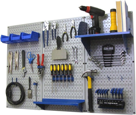 Wall Control Pegboard Organizer 4 ft. Metal Pegboard Standard Tool Storage Kit with Gray Toolboard and White Accessories